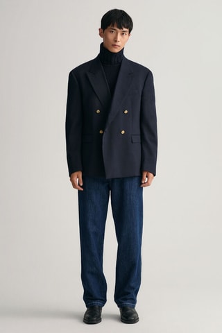 Blazer oversize en laine - Bleu marine