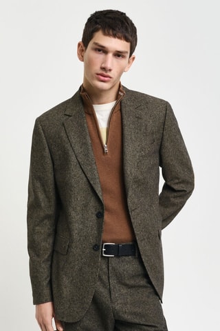 Veste de costume slim en soie - Marron