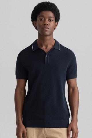 Polo regular en coton biologique - Bleu marine