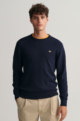 Pull regular en coton biologique - Bleu marine