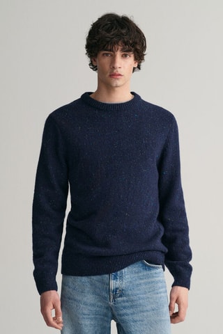 Pull regular en laine - Bleu marine