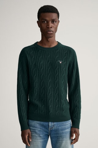 Pull regular en laine - Vert foncé