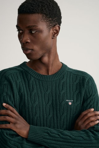 Pull regular en laine - Vert foncé
