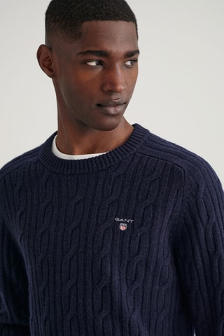 Pull regular en laine - Bleu marine