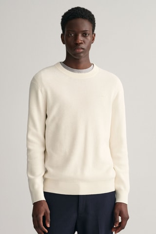 Pull regular en laine mérinos - Crème