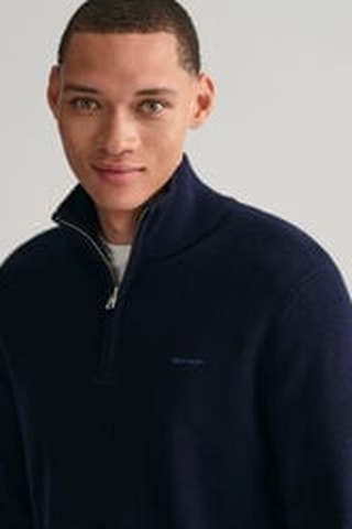 Pull regular en laine mérinos - Bleu marine