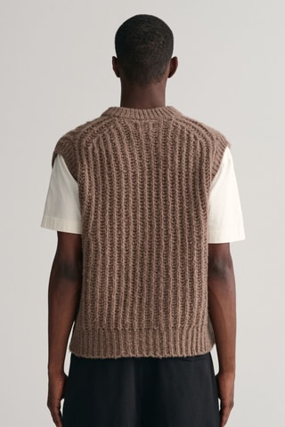 Pull relaxed en laine sans manches - Marron