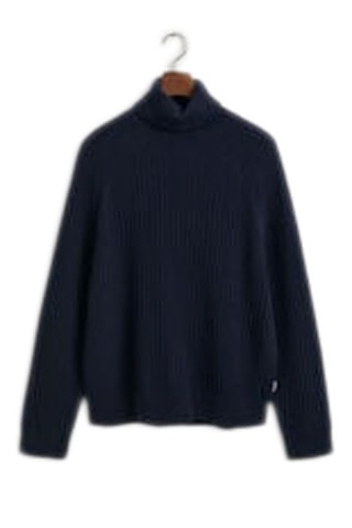 Pull relaxed en laine - Bleu marine
