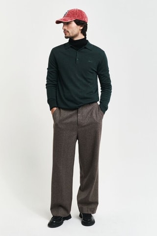 Pull regular en laine mérinos - Vert foncé