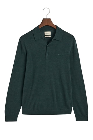 Pull regular en laine mérinos - Vert foncé