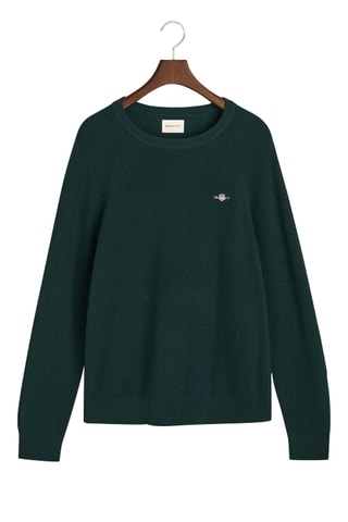 Pull regular en laine mérinos - Vert foncé