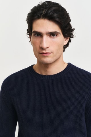 Pull regular en laine - Bleu marine