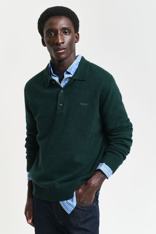 Pull regular en laine - Vert foncé