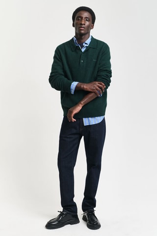 Pull regular en laine - Vert foncé