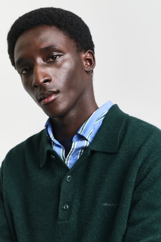 Pull regular en laine - Vert foncé