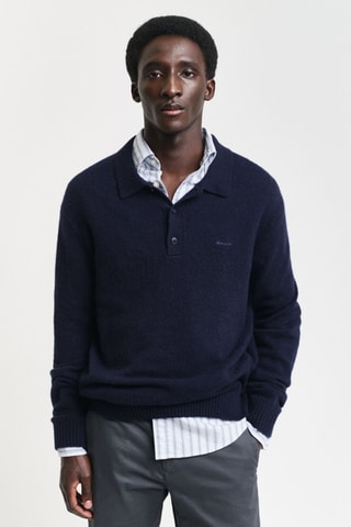 Pull regular en laine - Bleu marine