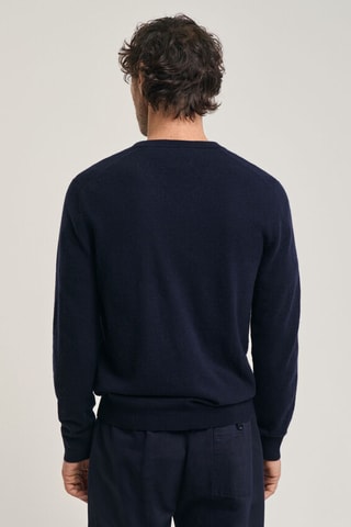 Pull regular en laine - Bleu marine