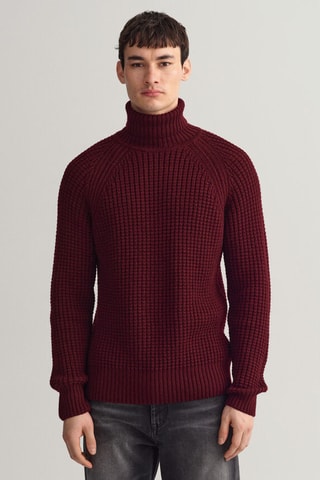 Pull relaxed en laine - Bordeaux