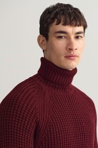 Pull relaxed en laine - Bordeaux