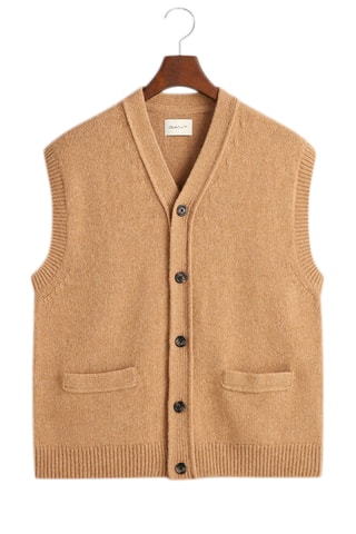 Gilet relaxed en laine sans manches - Beige