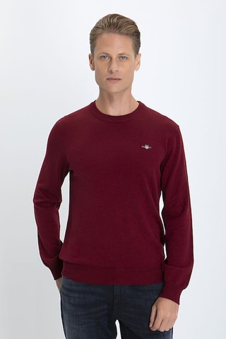 Pull relaxed en laine - Bordeaux