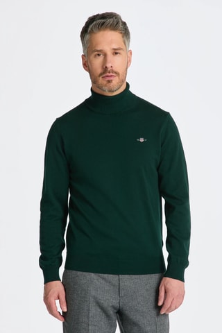 Pull regular en laine - Vert foncé