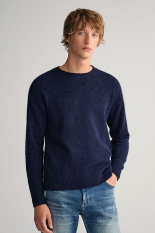 Pull relaxed en laine - Bleu marine