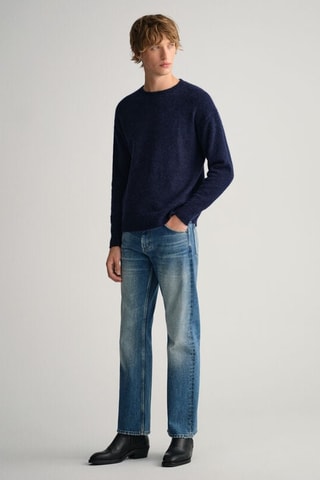 Pull relaxed en laine - Bleu marine