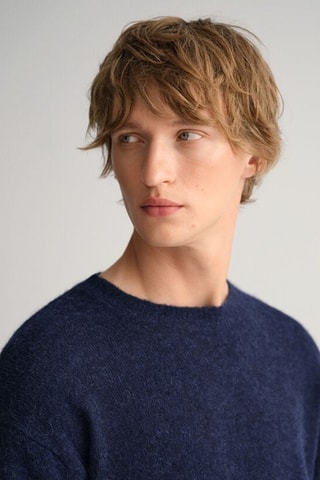 Pull relaxed en laine - Bleu marine