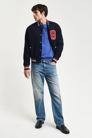 Pull regular en laine - Bleu