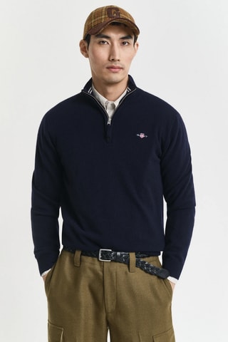 Pull regular en laine - Bleu marine