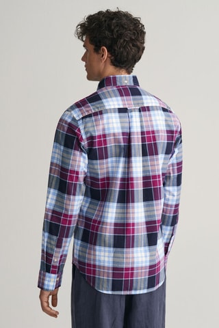 Chemise regular en coton biologique - Bleu et violet clair