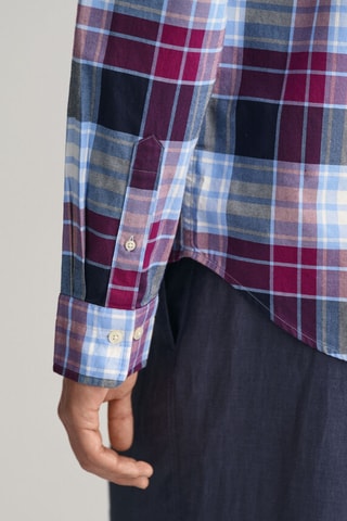 Chemise regular en coton biologique - Bleu et violet clair