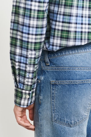 Chemise regular en coton biologique - Vert et bleu ciel