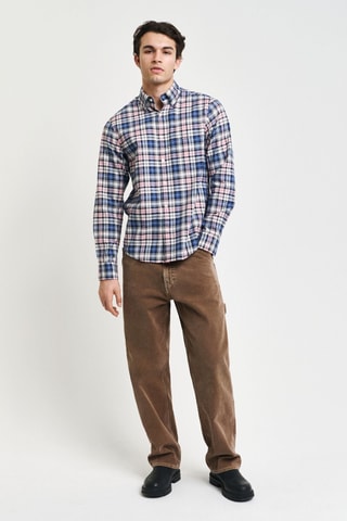 Chemise regular en coton biologique - Bleu et rose