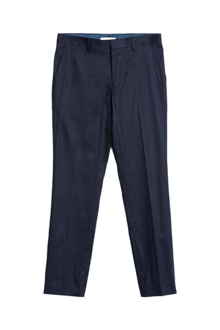 Pantalon slim en lin - Bleu marine