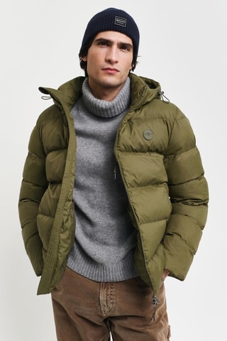 Doudoune regular à capuche - Vert kaki