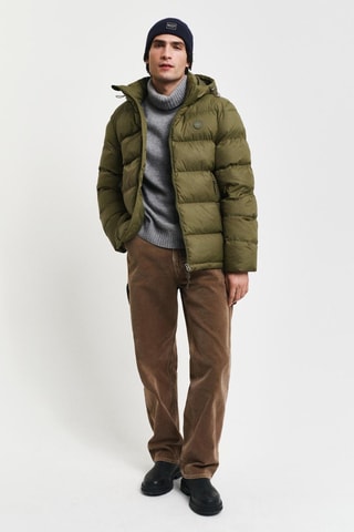 Doudoune regular à capuche - Vert kaki