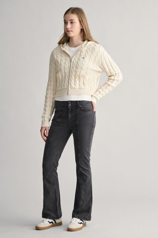 Sweat relaxed en laine à capuche - Écru