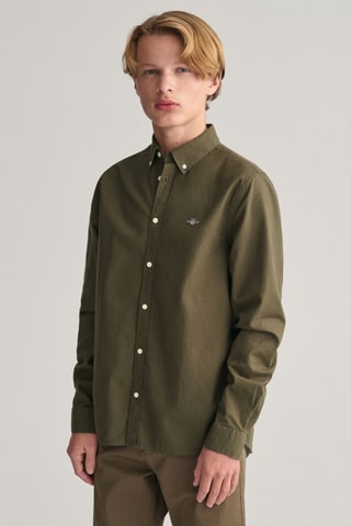 Chemise regular en coton biologique - Vert kaki