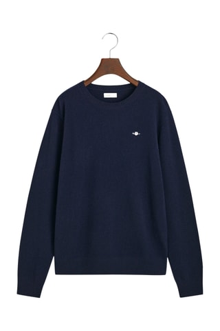Pull regular en laine - Bleu marine