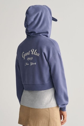 Sweat court relaxed à capuche - Bleu