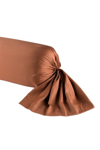 Taie de traversin en satin de coton 80 fils/cm² Margaux - Marron