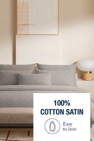 Taie de traversin en satin de coton 80 fils/cm² Harmonie végétale - Taupe