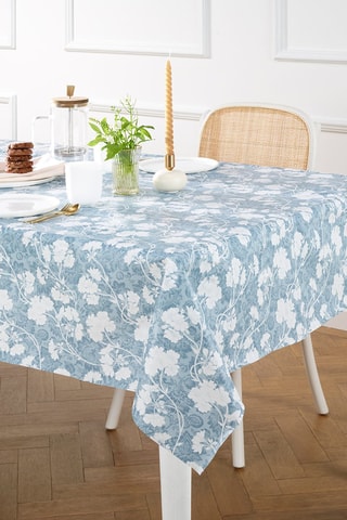 Nappe rectangulaire Fleurs dentelles - Bleu et blanc