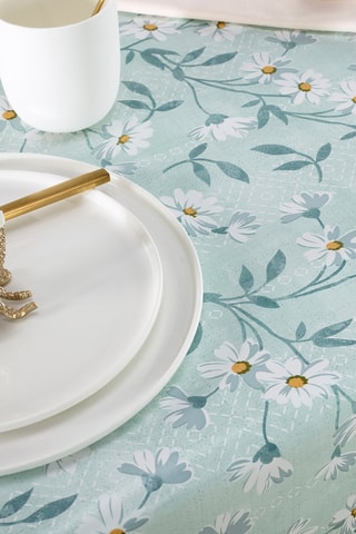 Nappe rectangulaire Marguerites - Vert et blanc