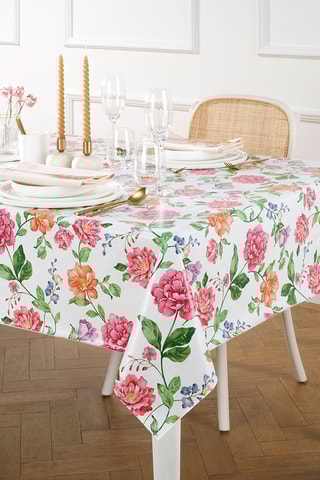 Nappe rectangulaire Pivoine - Blanc et rose