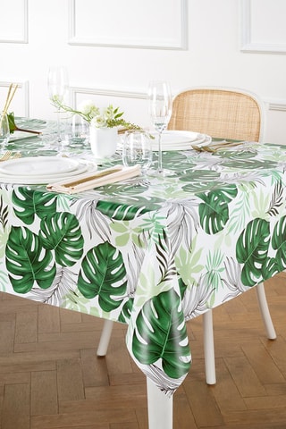 Nappe rectangulaire Feuilles de palmier - Blanc et vert