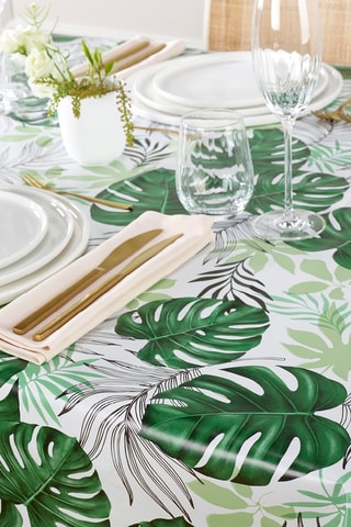 Nappe rectangulaire Feuilles de palmier - Blanc et vert