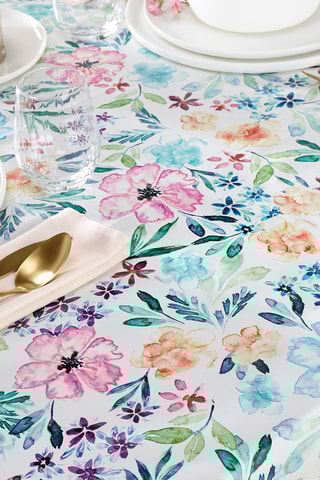 Nappe rectangulaire Fleurs acquarelles - Multicolore